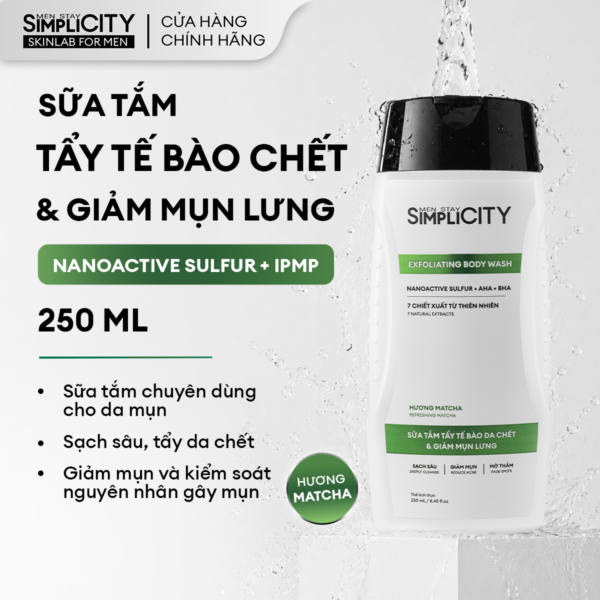 Sữa tắm tẩy tế bào chết & giảm mụn lưng 250ml