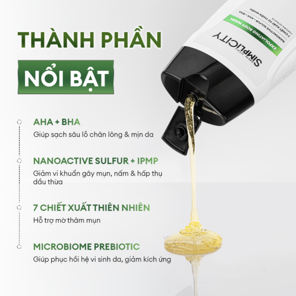 Sữa tắm tẩy tế bào chết & giảm mụn lưng 250ml